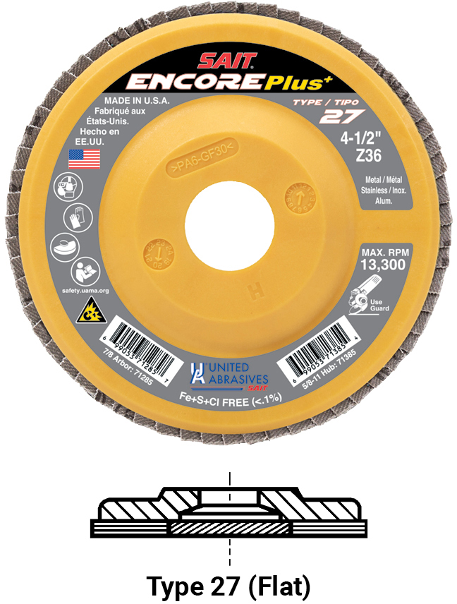 ENCORE+ T27 4-1/2 X 7/8 36X - Flap Discs